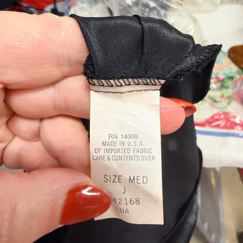 Vintage 80’s Elegant Black Satin Drape Top - Picture 4 of 5